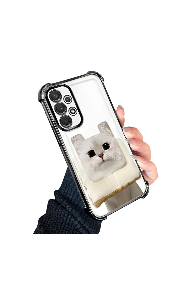 حافظة حماية من السيليكون الشفاف المتوافقة مع هاتف سامسونج جالاكسي A32 بنمط القطط - 2