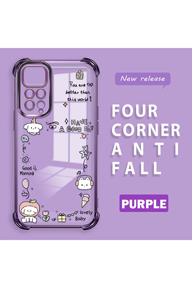 Redmi Note 11S Compatible Transparent Silicone Flutter Protective Case Creative Pattern - 1