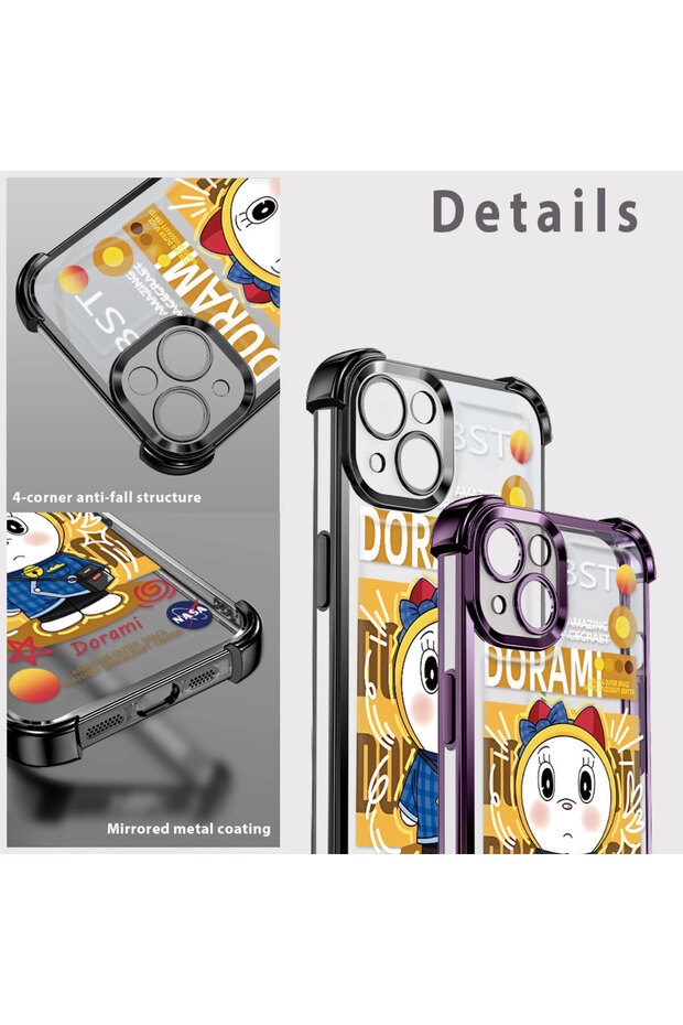 غطاء حماية شفاف من السيليكون متوافق مع آيفون 16 برو بتصميم دورايمون - 7