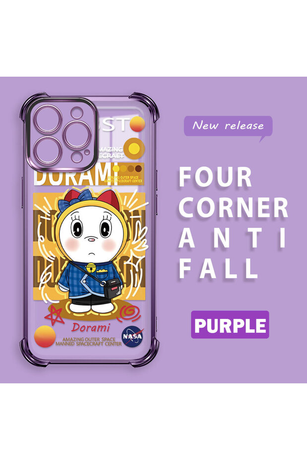 iPhone 16 Pro Max Compatible Transparent Silicone Flutter Protective Case Doraemon - 1