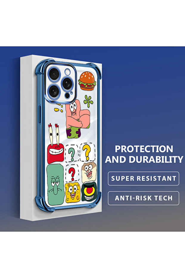 حافظة حماية من السيليكون الشفاف المتوافقة مع هاتف iPhone 15 Pro Max، سبونج بوب - 4