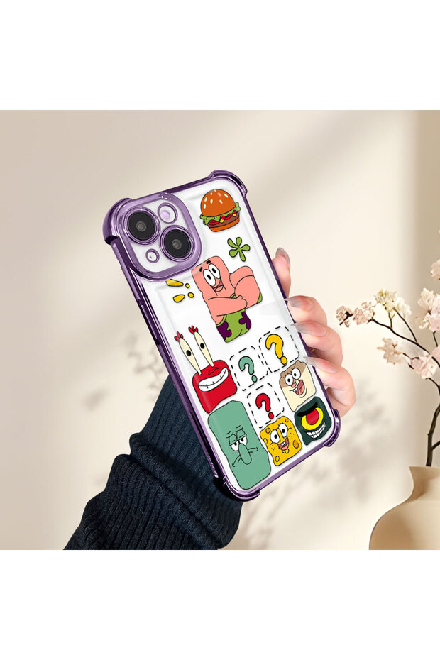 حافظة حماية شفافة متوافقة مع هاتف iPhone 15 Plus من السيليكون الشفاف سبونج بوب - 6