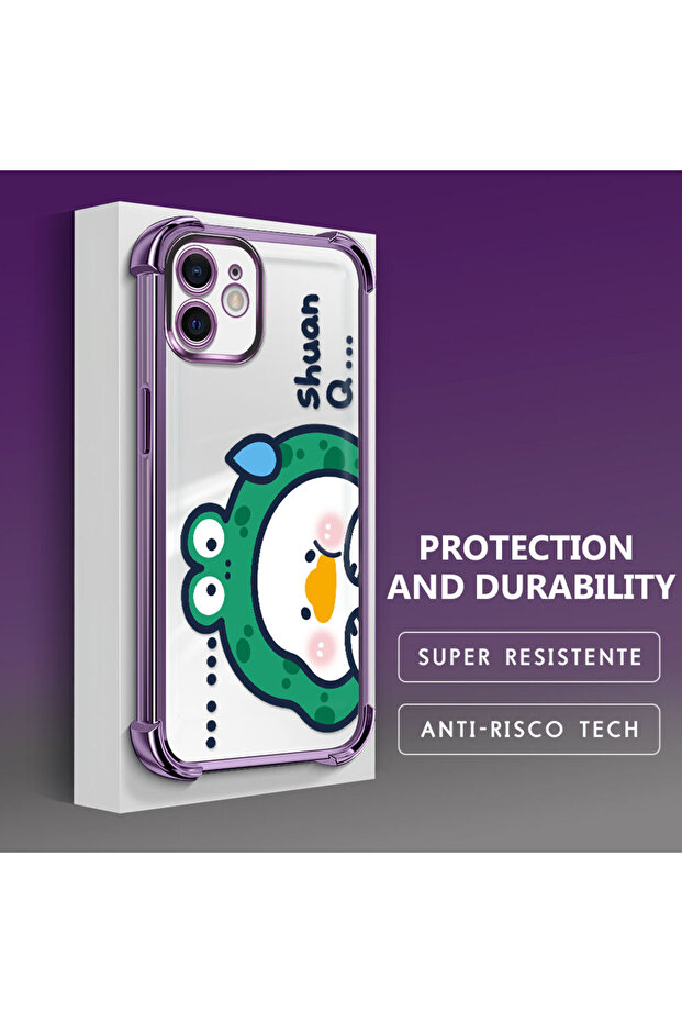 حافظة حماية من السيليكون الشفاف المتوافقة مع هاتف iPhone 12، كرتونية لطيفة - 4