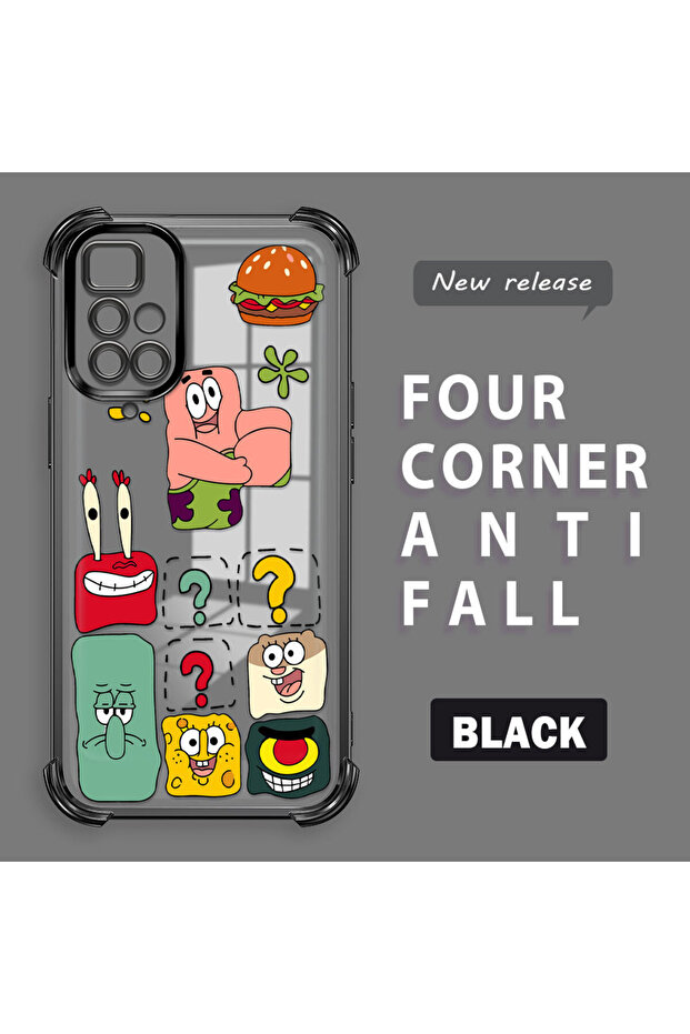 حافظة حماية من السيليكون الشفاف المتوافقة مع هاتف Redmi 10، سبونج بوب - 1