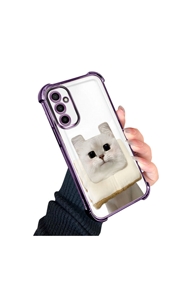 Samsung Galaxy M23 Compatible Transparent Silicone Flutter Protective Case with Cat Pattern - 2