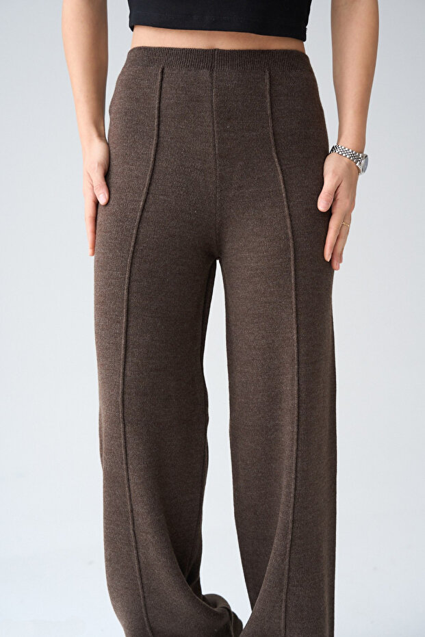 Çelik Örgü Fitilli Triko Pantolon - 1