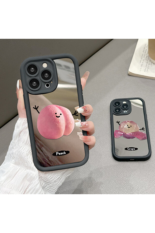حافظة من السيليكون الأسود المقاوم للسقوط متوافقة مع هاتف iPhone 12 بأنماط فواكه ذات وجه مرآة - 6