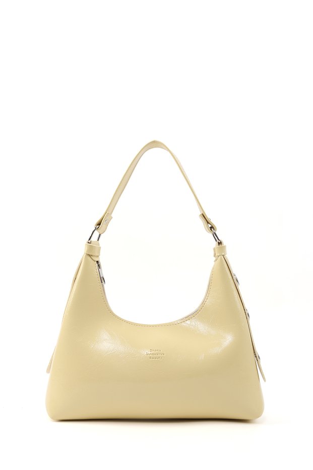 Wrinkled Textured Yellow Shk82 Baguette Model Single Compartment Women's Faux Leather Hand and Shoulder Bag