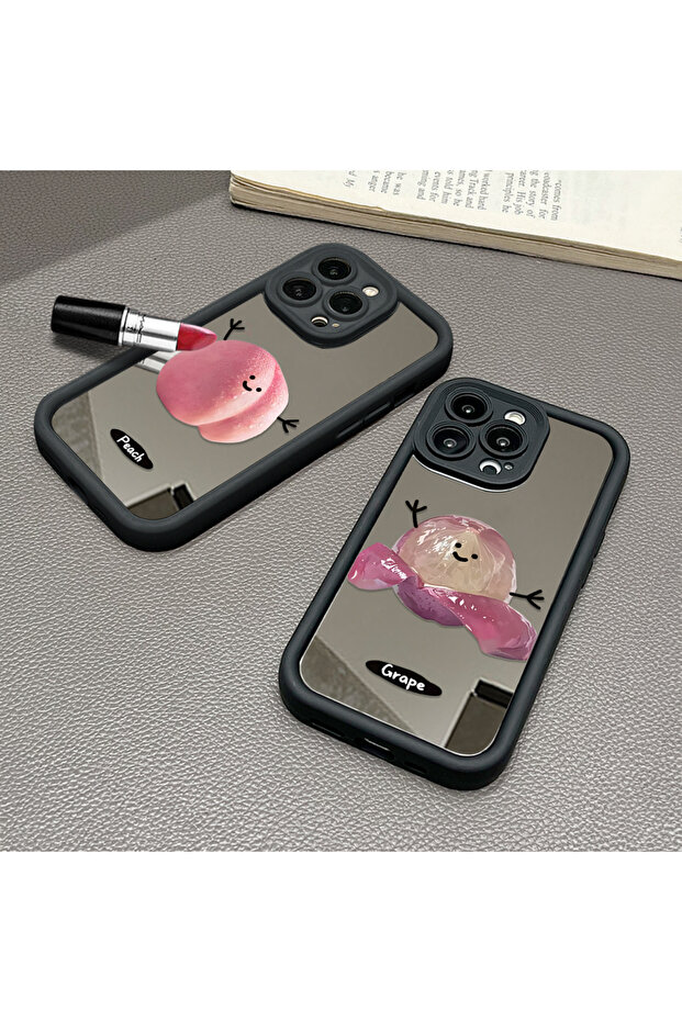 حافظة من السيليكون الأسود المقاوم للسقوط متوافقة مع هاتف iPhone 12 بأنماط فواكه ذات وجه مرآة - 7