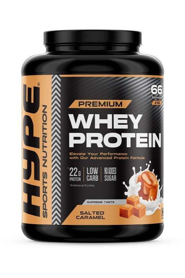 Whey Protein Powder Salted Caramel | 2kg | 22g Protein, Low Sugar for Muscle Growth