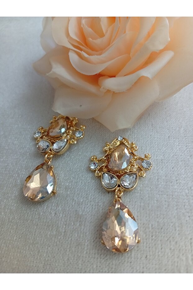 Yellow Gold Very Showy Handmade Dangling Earrings