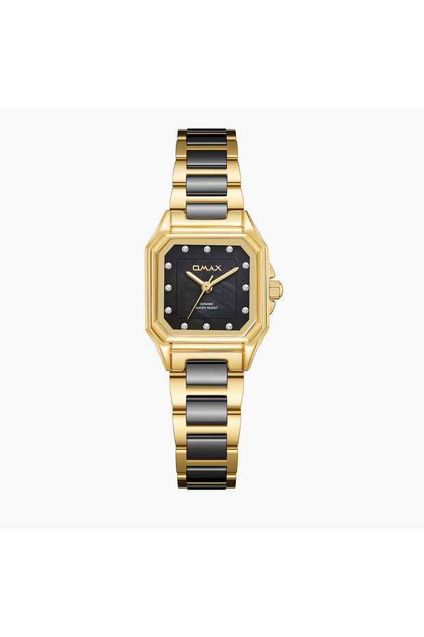 Gold Ceramic Rectangular Women's Watch