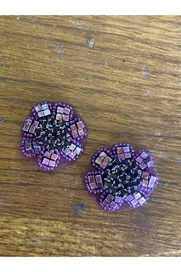 4X4 cm 2 Pieces Stone Flower Arma Set Pink