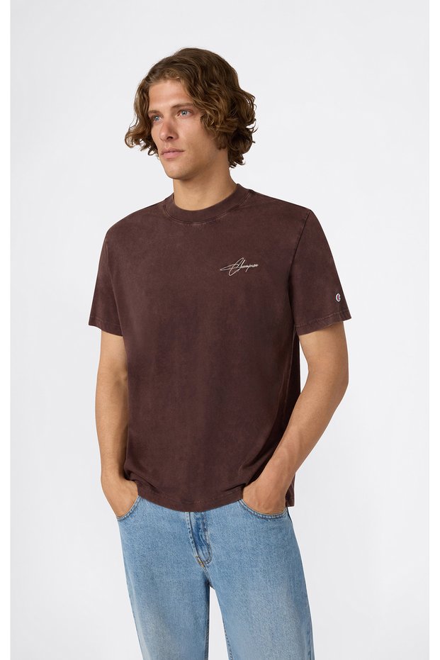 Icons Wash Crewneck T-Shirt Brown Men's T-Shirt - 221576-Ms570