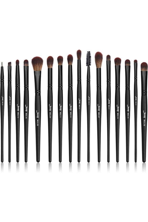 Professional 16Pcs Black Precision Makeup Brushes Set, Highlight Concealer Eyeshadow Eyeliner T272