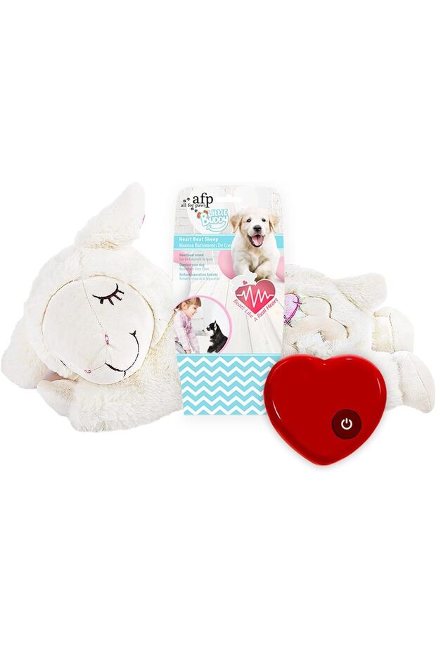 Little Buddy Heart Beat Sheep Dog Plush Toy, White, 2.8 Kg