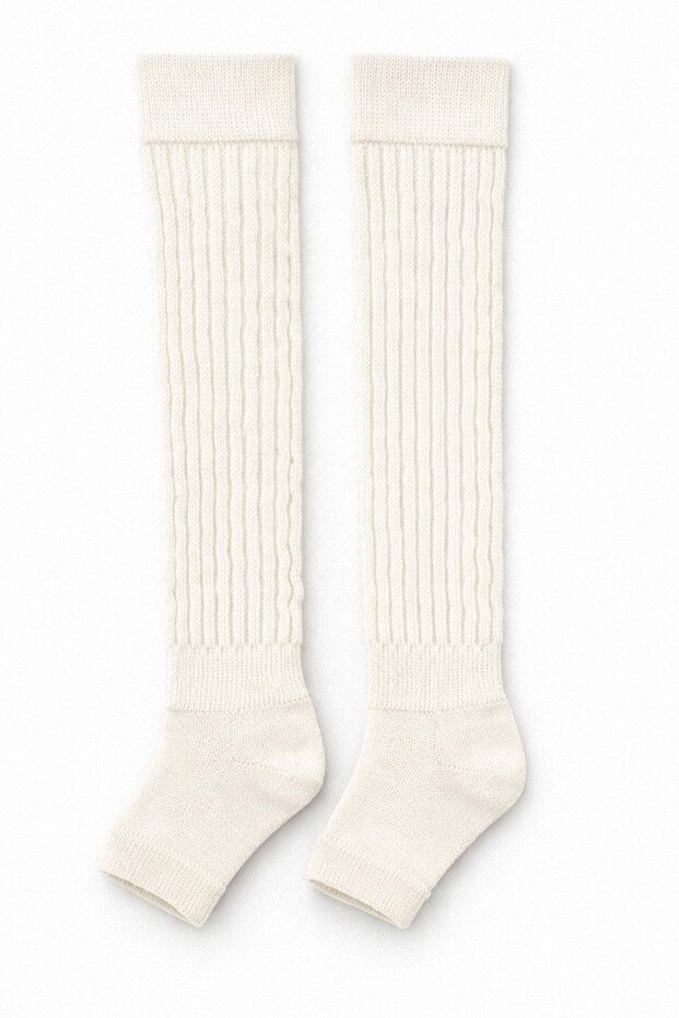 جوارب طويلة مرنة فوق الركبة بدون أصابع مصنوعة من القطن الأساسي - 3