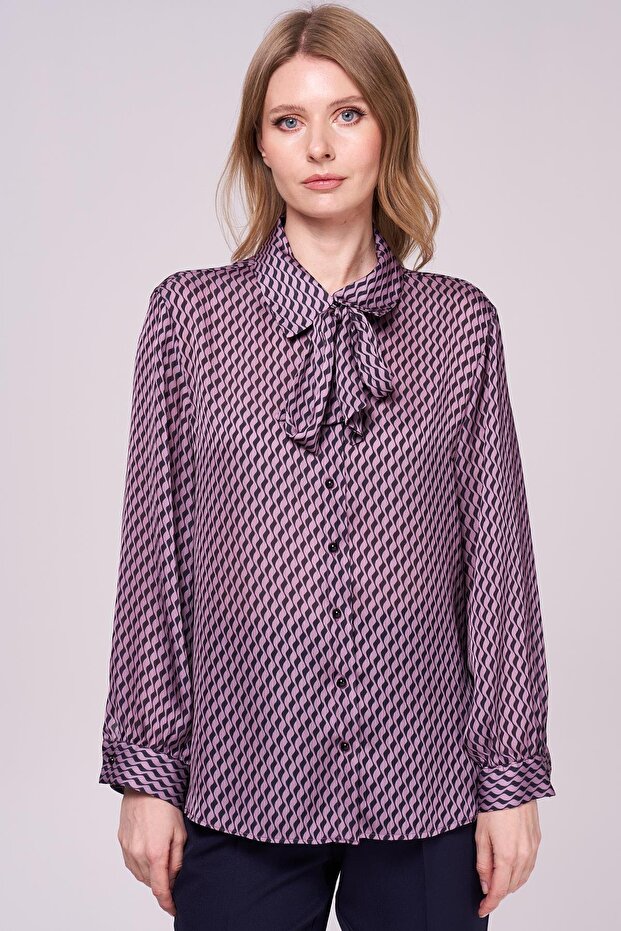 Şifon Gömlek-Kravatlı Bluz - 1