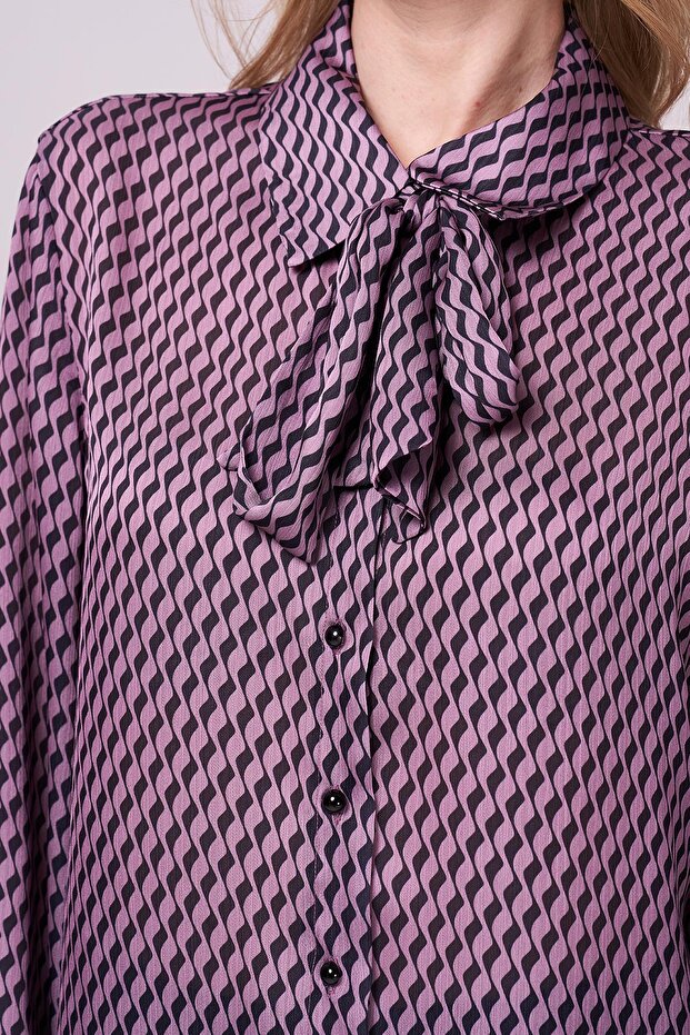 Şifon Gömlek-Kravatlı Bluz - 4