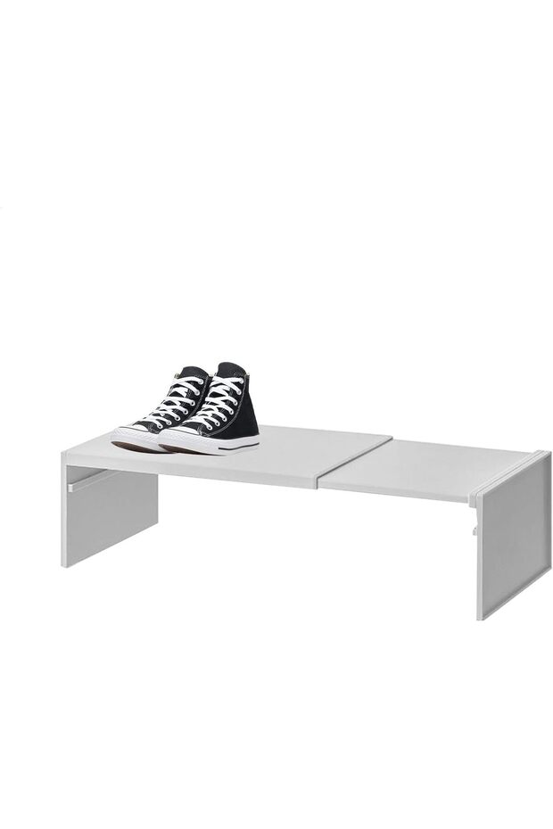 رف خزانة قابل للتوسيع، منظم قابل للتكديس موفر للمساحة - 6