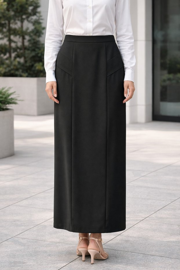Satin Deyaylı Pencil Skirt Length Is 90 cm