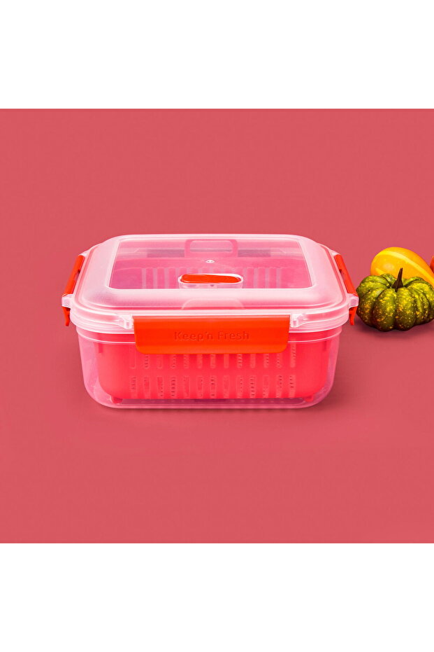 حاوية تخزين مستطيلة الشكل من لايف كيبن فريش مع مصفاة - متنوعة - 2350 مل - 2