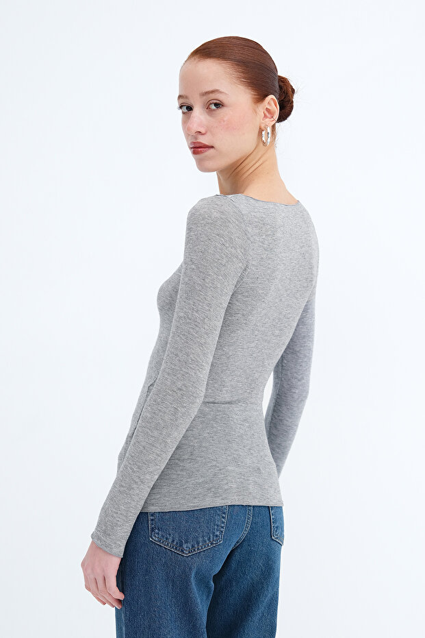 Uzun Kollu Basic Bluz B12954 - 6