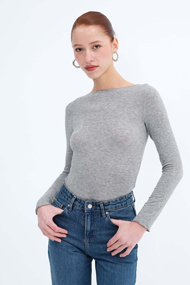Uzun Kollu Basic Bluz B12954 - 1