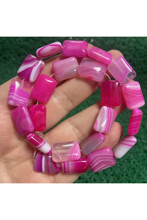 Rectangular Pink Agate Stone 13 mm - 1