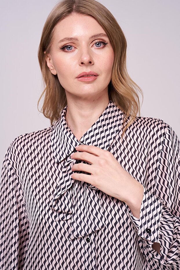 Şifon Gömlek-Kravatlı Bluz - 2