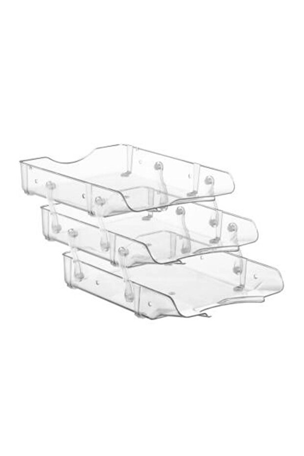 Movable 3-Tier File Rack, A4 Size, Transparent