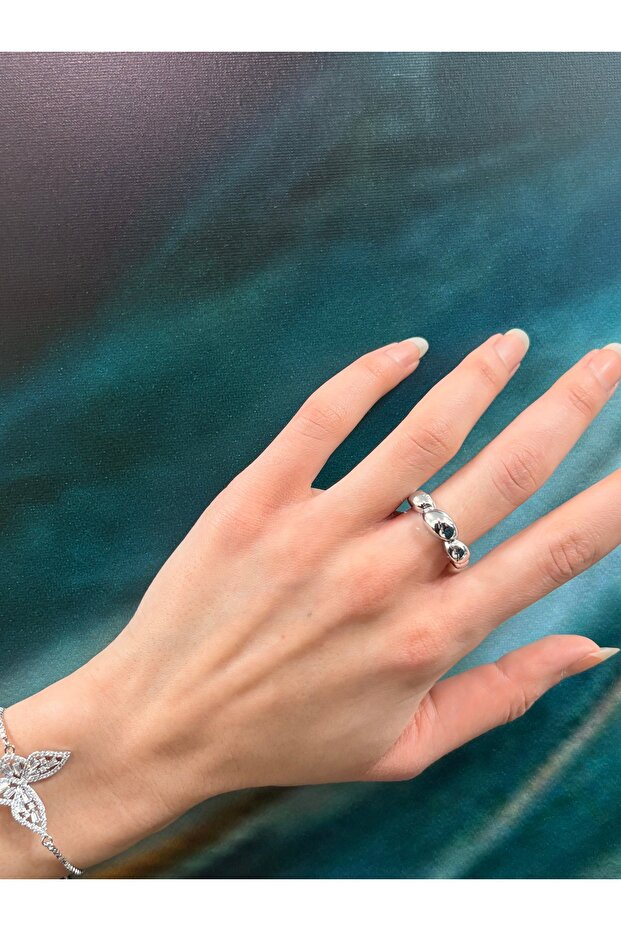 خاتم قابل للتعديل مع حجر حلزوني - 4