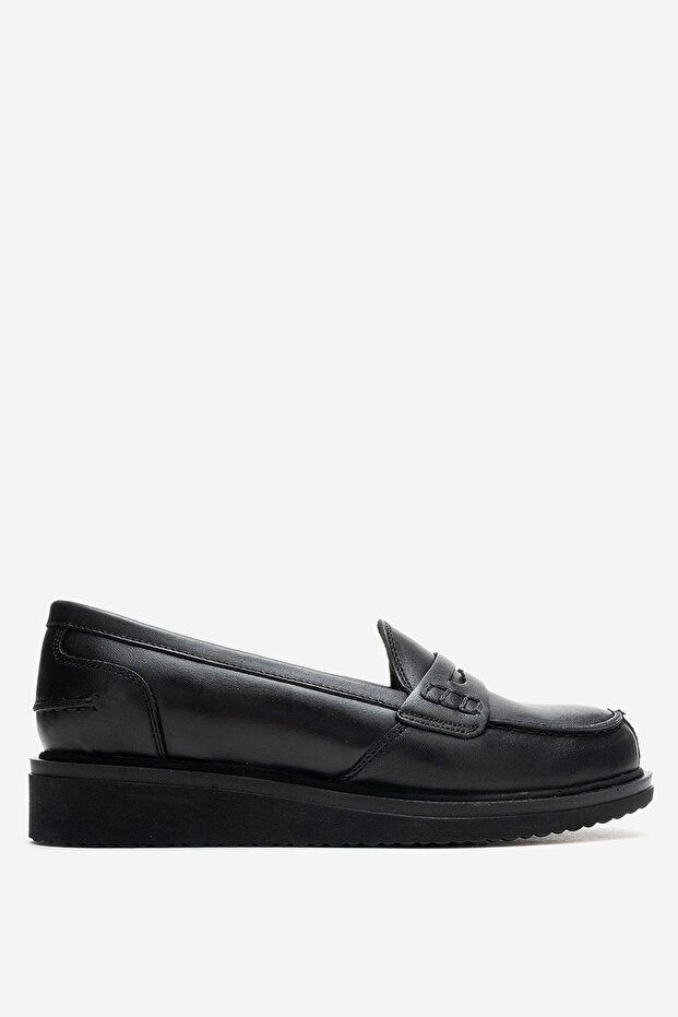 Women's Thick Sole Casual Shoes Real Leather Mt 24092 Black