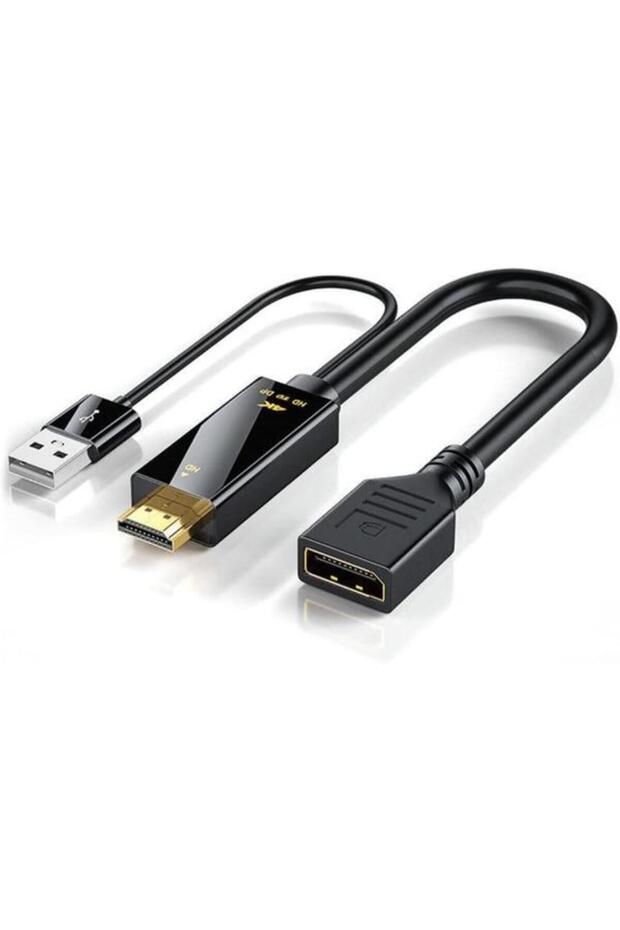 HDMI to Displayport 4K USB 2.0 Cable with Power Supply Hd to Dp Cable 4K@60Hz - Dp Converter Adapter