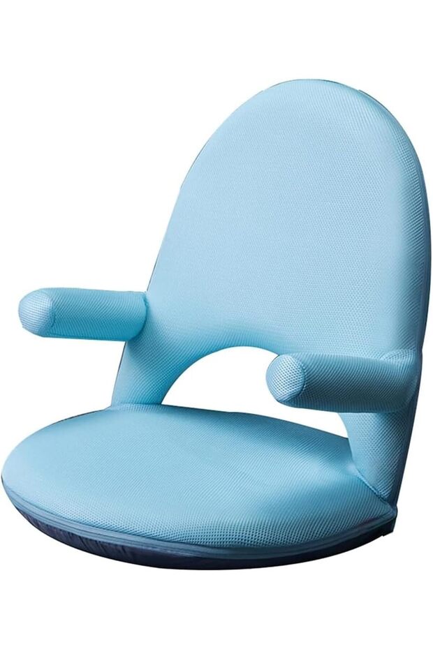 Multifunctional Floor Chair with Arms, Adjustable Backrest, 42 Angles, Blue