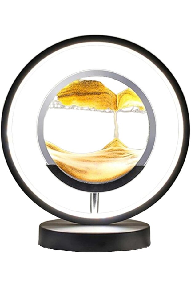 Moving Sand Art Picture, with LED Light, 3D Deep Sea Motion Display Table Lamp, for Home Office Desk