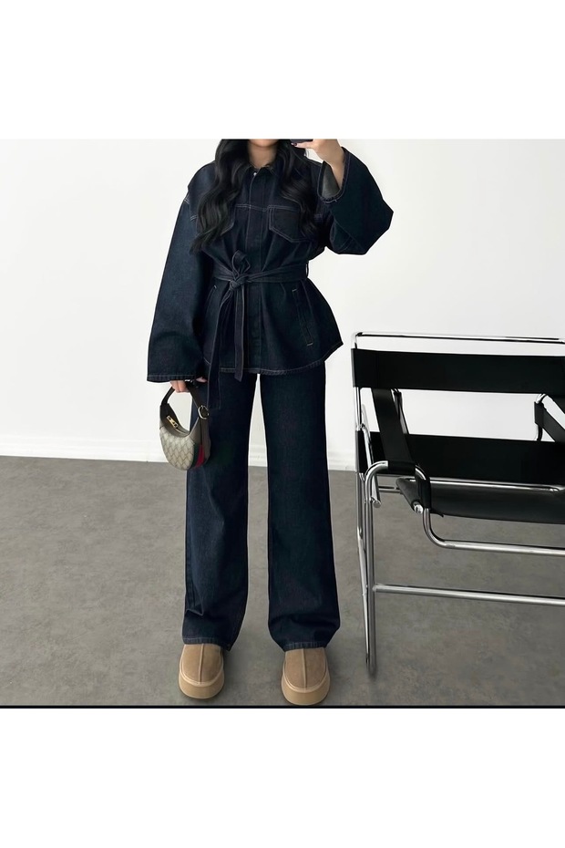 Buy Belted Premium Denim Set