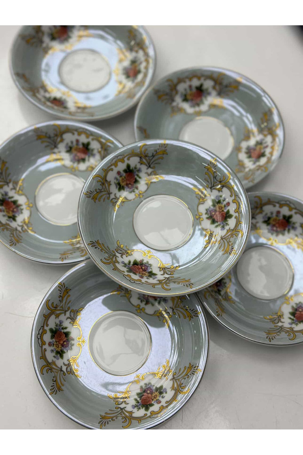 Esterhomedecor Porcelain Coaster Tea Saucer Grey