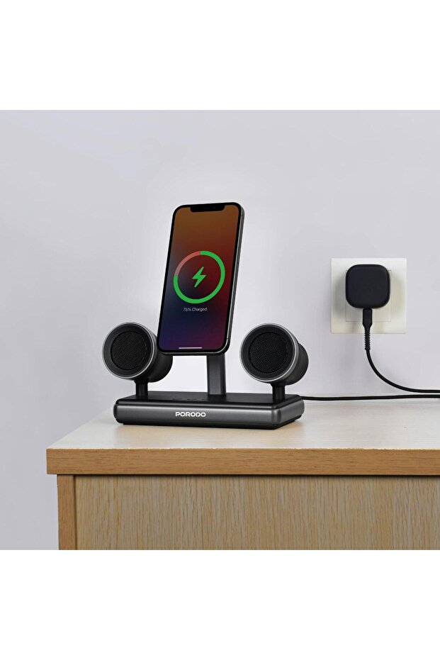 Qi2 Speaker Charging Dock with 16W HiFi Audio & 15W Wireless Charging