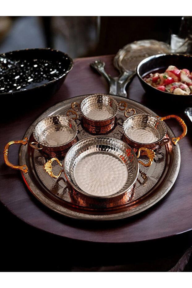 طقم صواني تقديم نحاسية للإفطار - 7