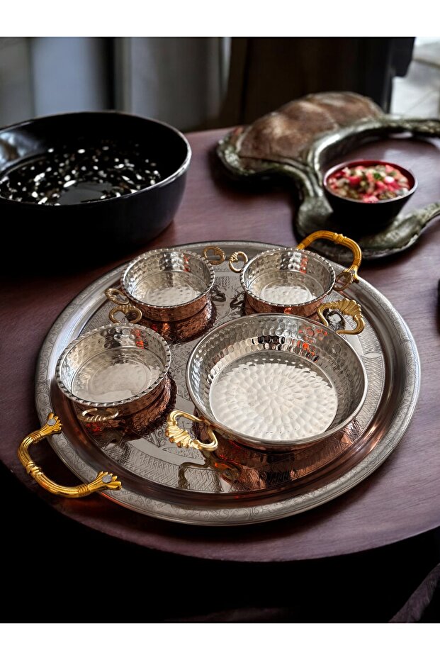 طقم صواني تقديم نحاسية للإفطار - 5