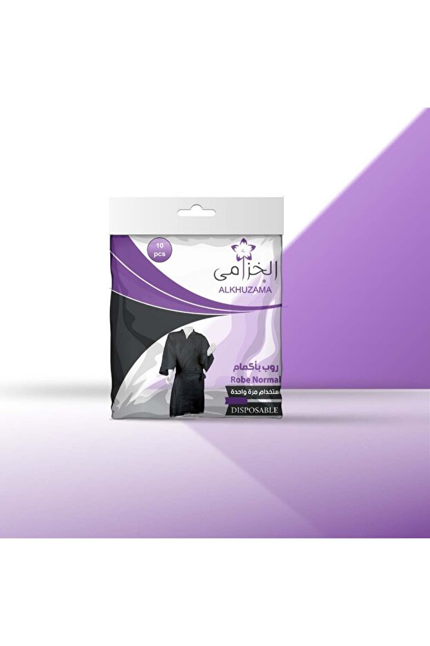 10 روب باكمام اسود خزامي استخدام مرة واحدة robe with black lavende