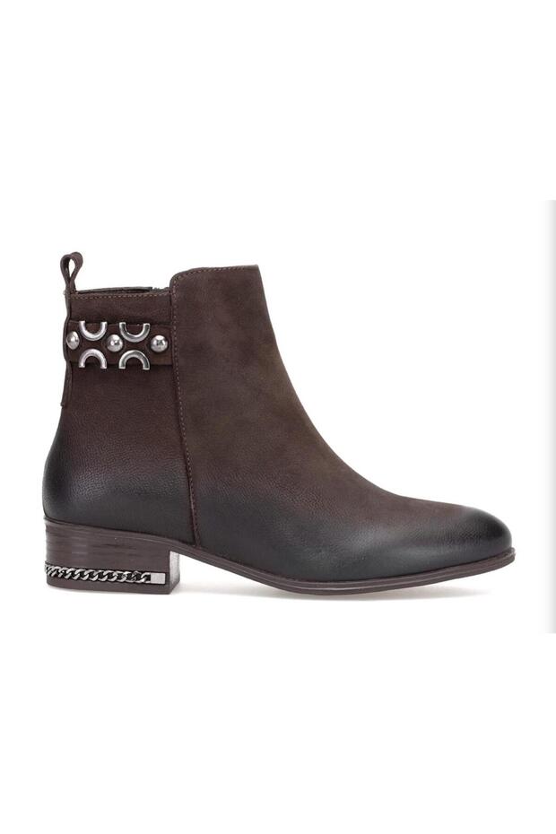 2152712K Women's Genuine Leather Short Heeled Casual Boots