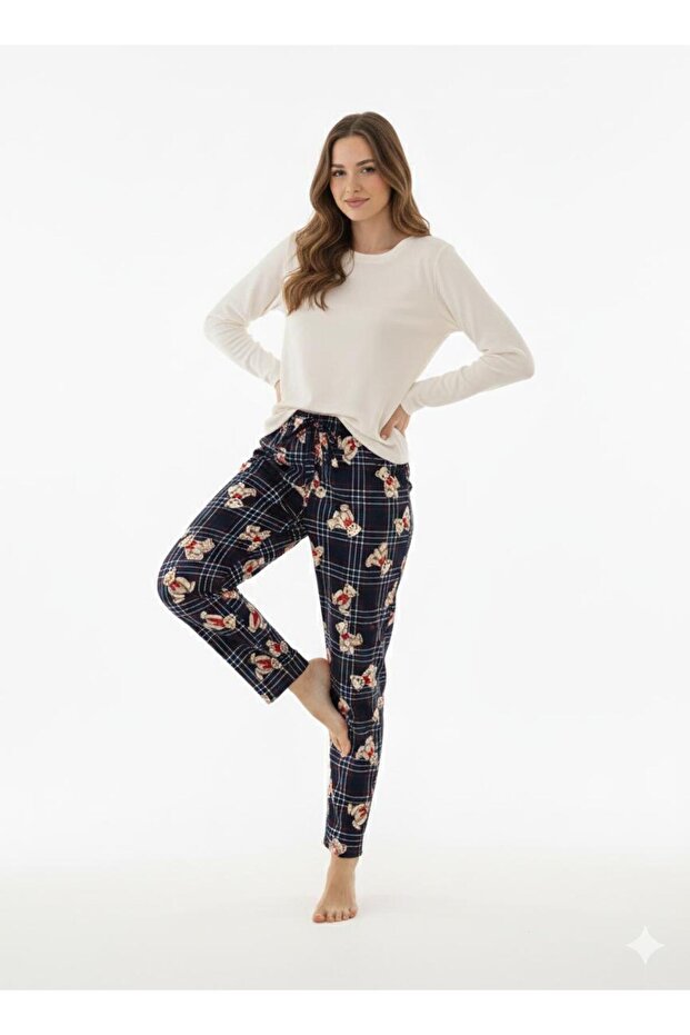 Patterned Soft Velvet Pajama Single Bottom