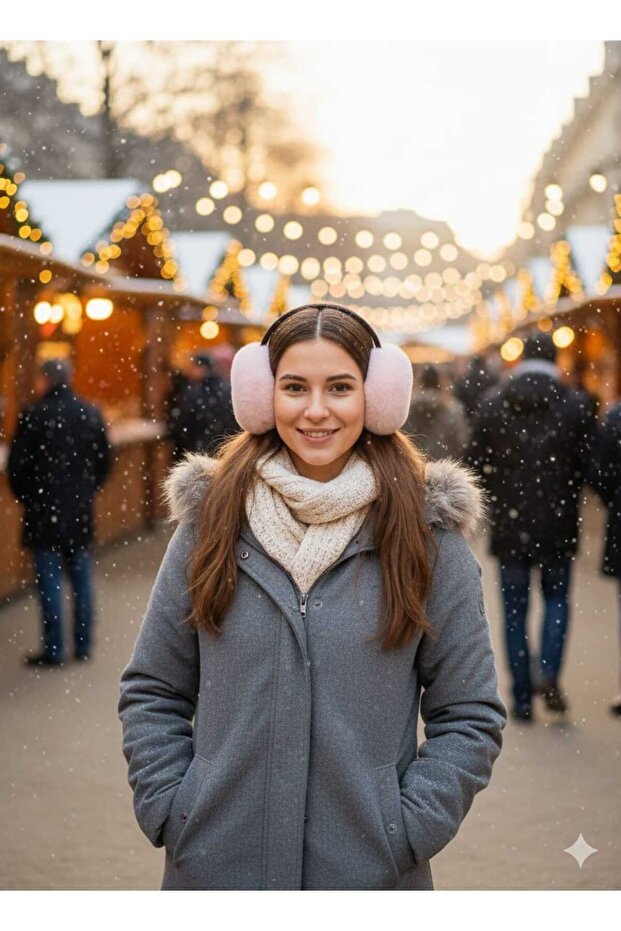 Foldable soft texture plush earmuff - 2