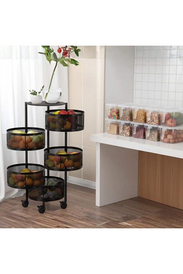 Complete Kitchen Organization Bundle – 360° Rotating Multi-Layer Rack & Refrigerator Storage Set - 4