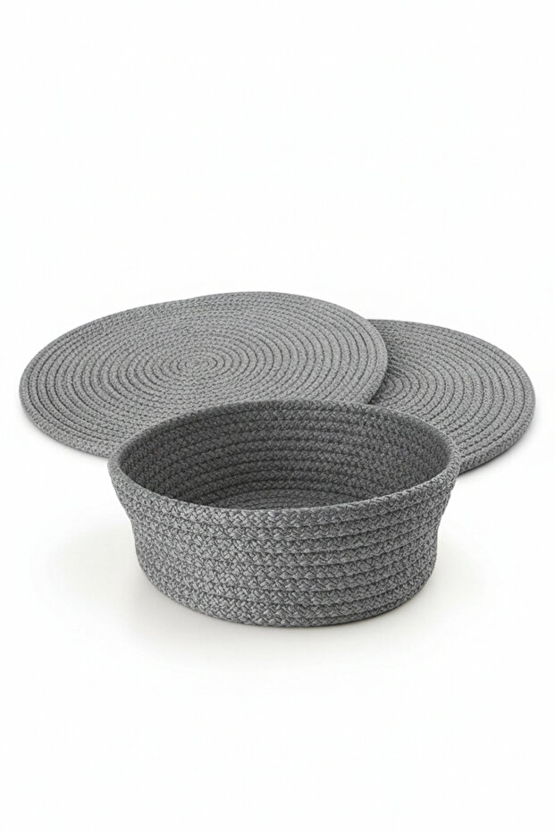 American Service, 3-Piece Runner with Bread Basket, Presentation Supplies Set, Gray