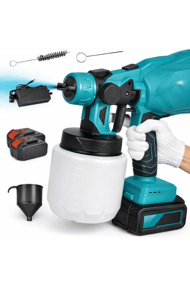 Cordless Electric Paint Spray Gun with 800ml Tank, Rechargeable Paint Sprayer