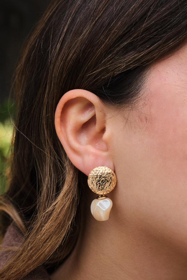 Vip Plate Stone Earrings Half Ball Steel Tip Metal Earrings 3.5cm