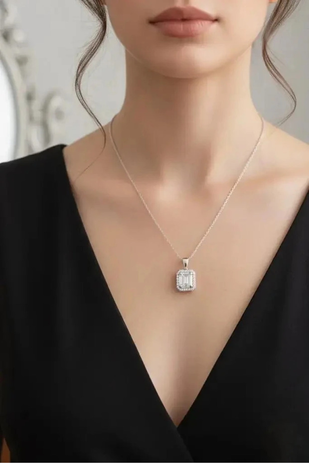 316L Steel Chain Silver Color Baguette Model Women's Necklace Does Not Tarnish | Stylish and Durable Jewelry